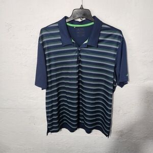 Adidas ClimaCool Polo Shirt Mens 2XL Blue Green Striped Golf Athletic